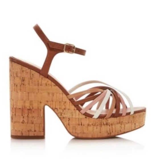 Kate Spade NY Glow Platform Leather Sandal Grain Calf Multi Toast Sz 8M - Picture 8 of 10